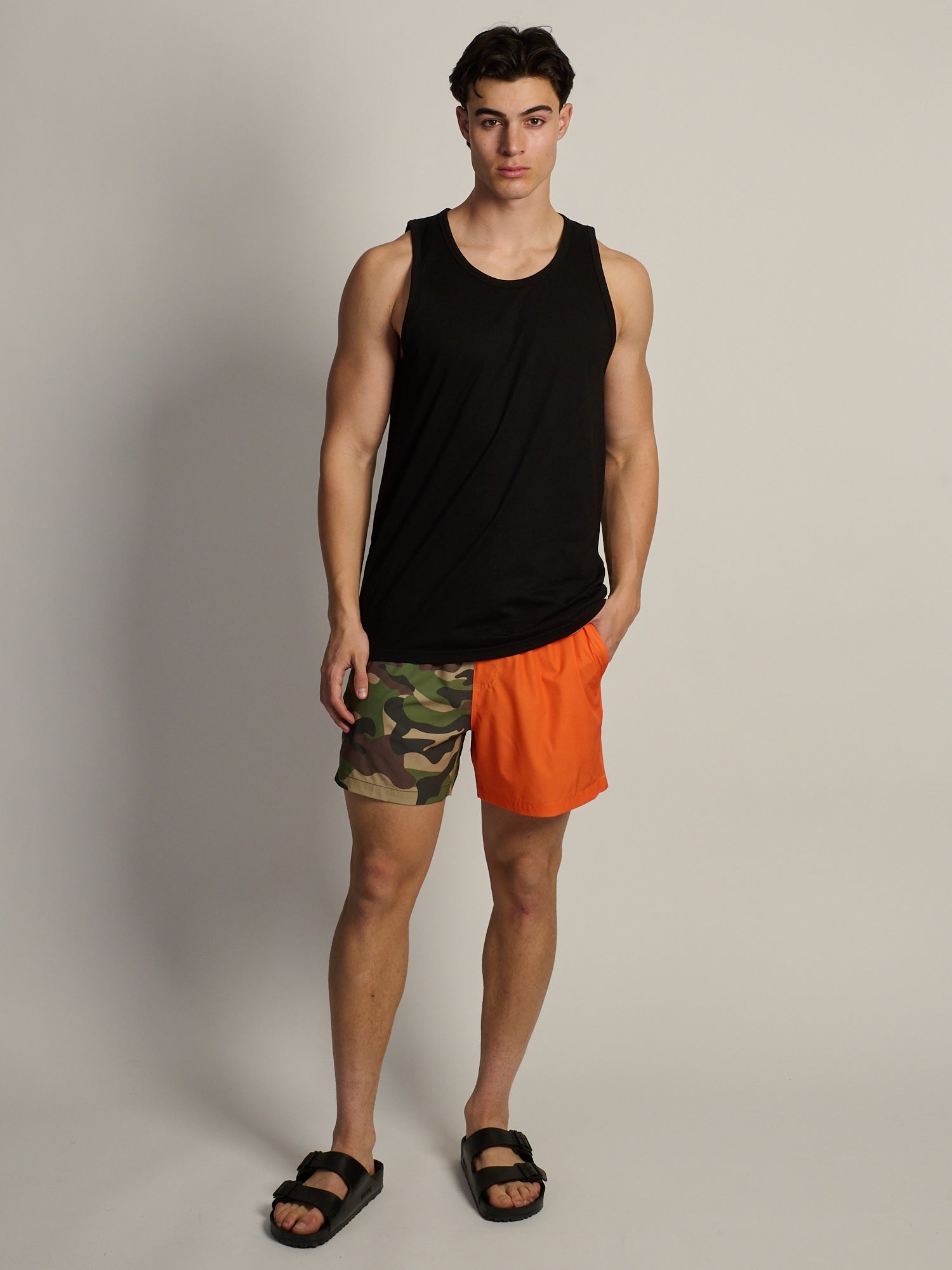 KOLBY CAMO BLOCK 5in STRETCH SWIM SHIRT