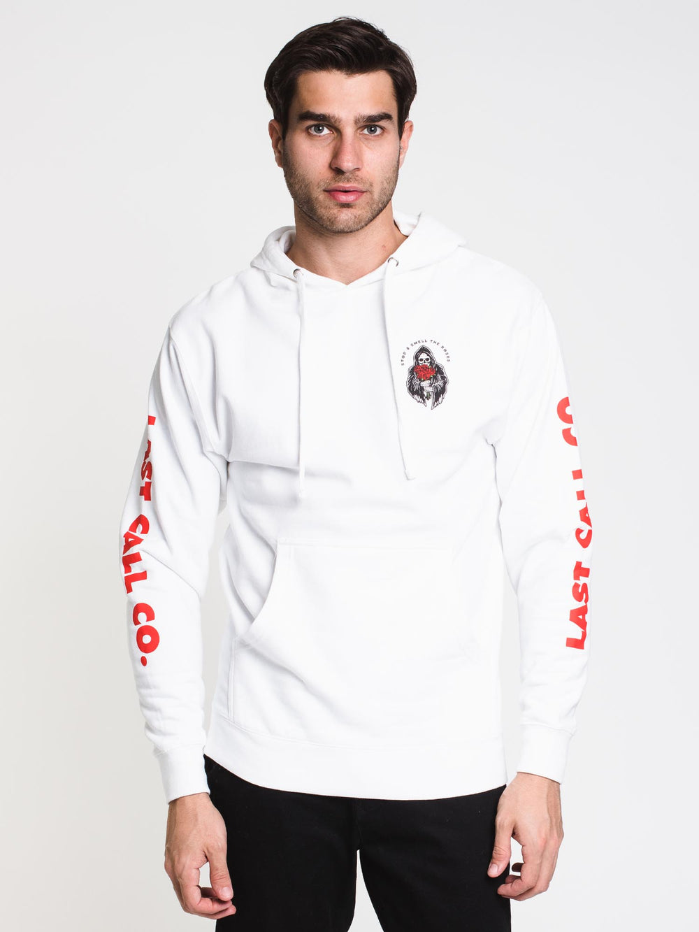 LAST CALL ROSES PULLOVER HOODIE - WHITE - CLEARANCE