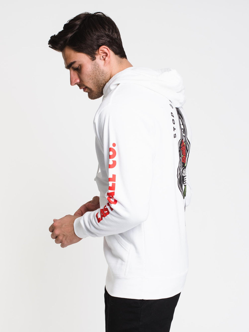 LAST CALL ROSES PULLOVER HOODIE - WHITE - CLEARANCE