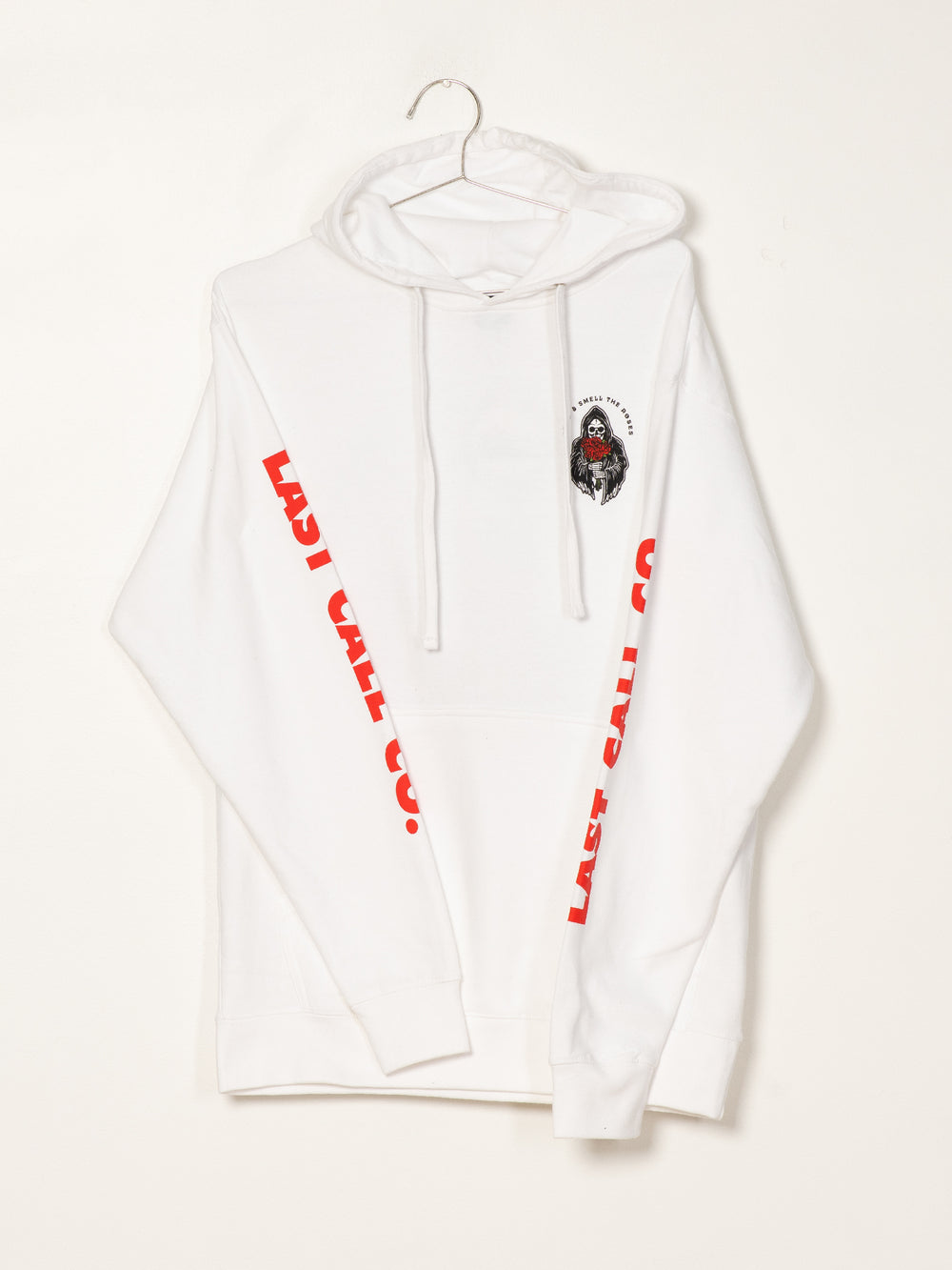 LAST CALL ROSES PULLOVER HOODIE - WHITE - CLEARANCE