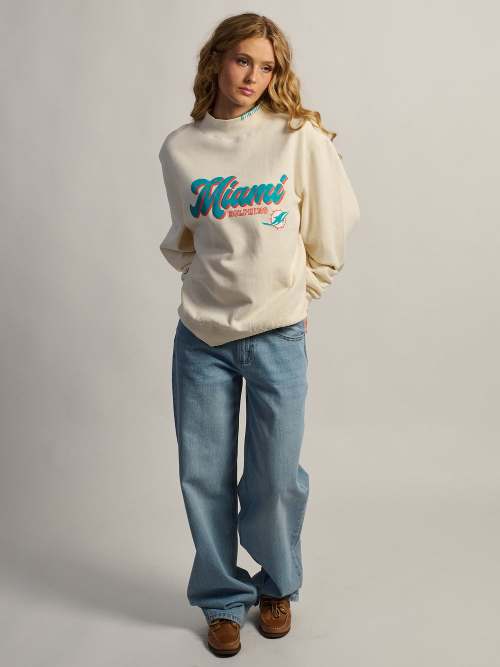 NFL MIAMI DOLPHINS STITCH MOCKNECK