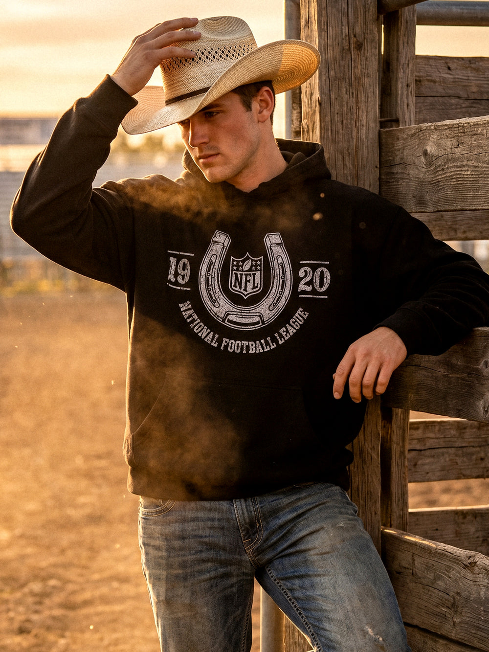 SWEAT À CAPUCHE EN FER À CHEVAL VINTAGE NFL