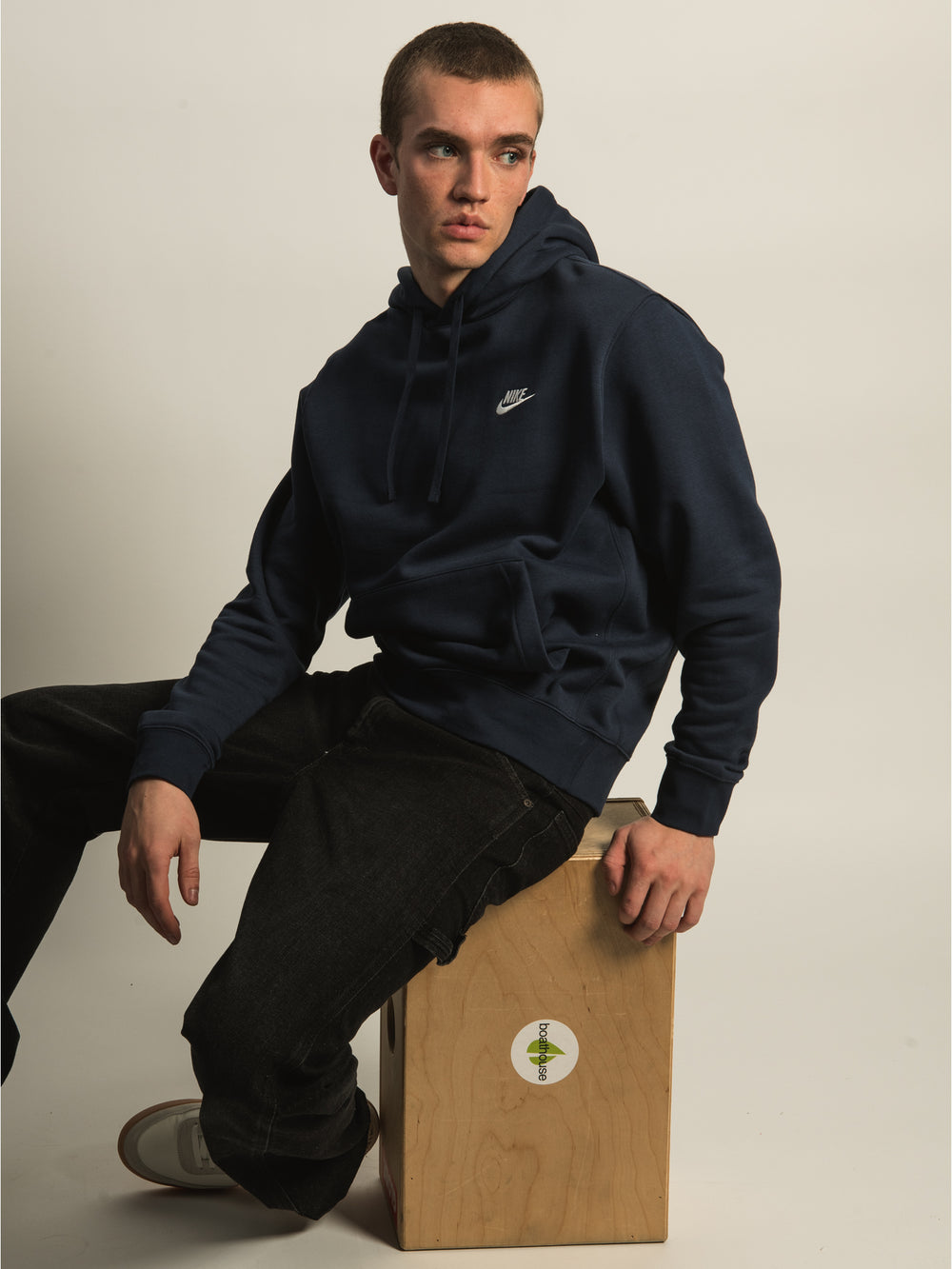 NIKE M NSW CLUB PULLOVER HOODIE-NAVY