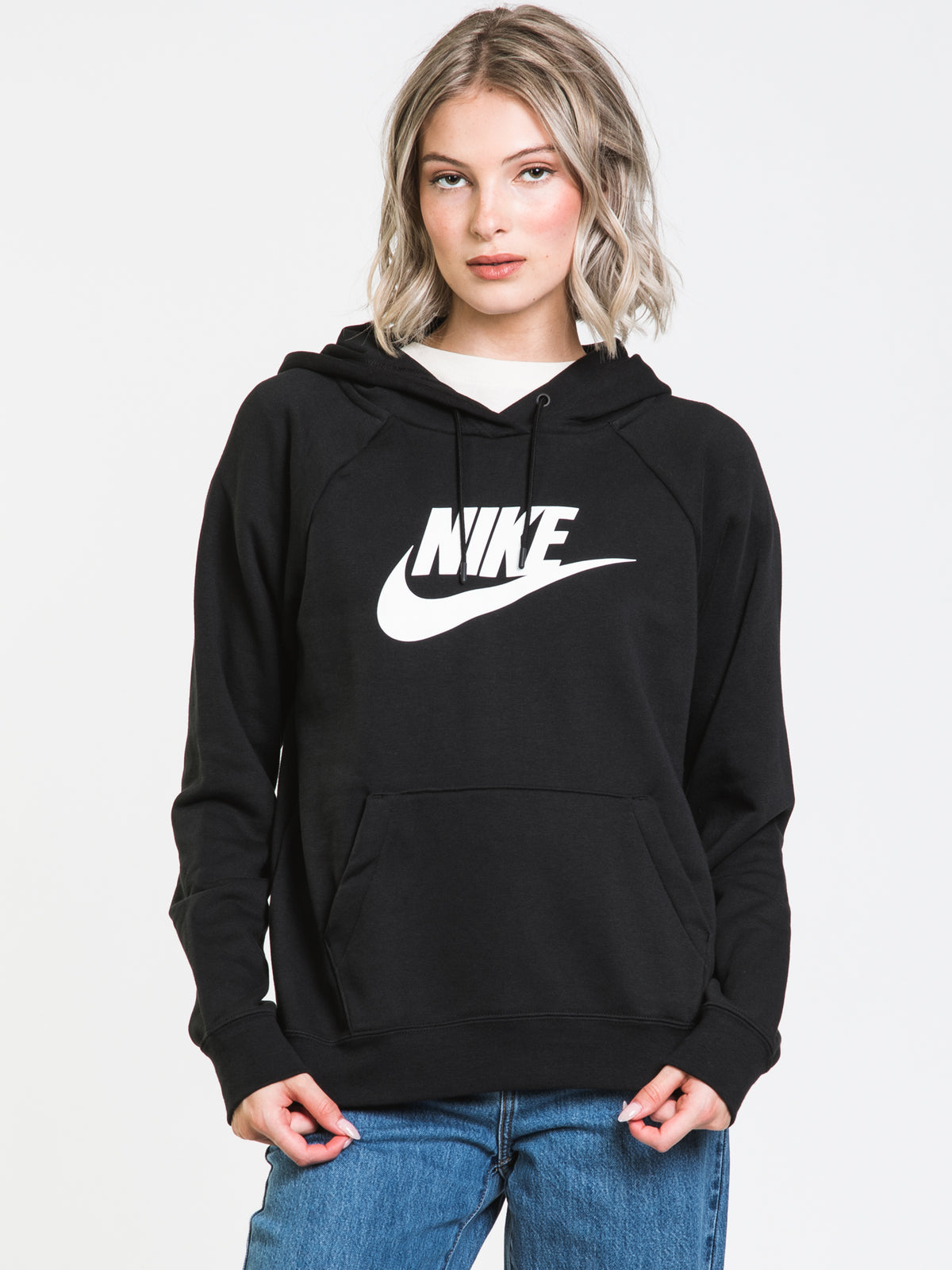  Nike Womens NSW Essential Hoodie Pull Over Fleece Womens  BV4124-010 Size XS Black/White : Clothing, Shoes & Jewelry