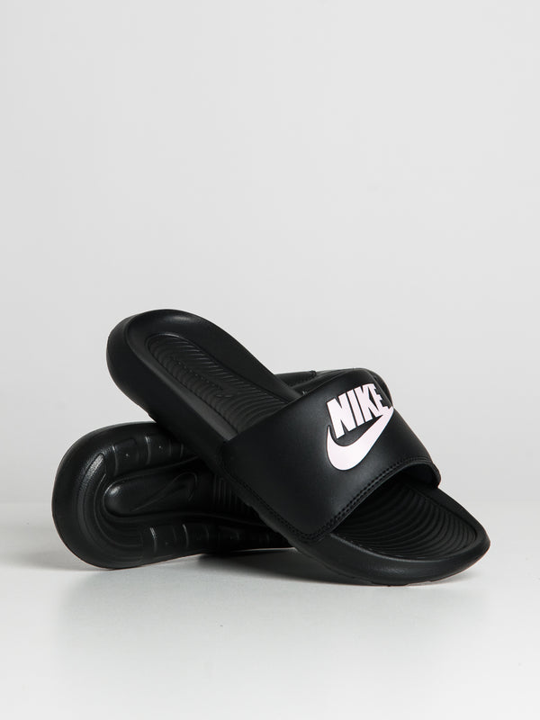 WOMENS NIKE VICTORI ONE SLIDES - BLACK/LIGHT ARCTIC PINK