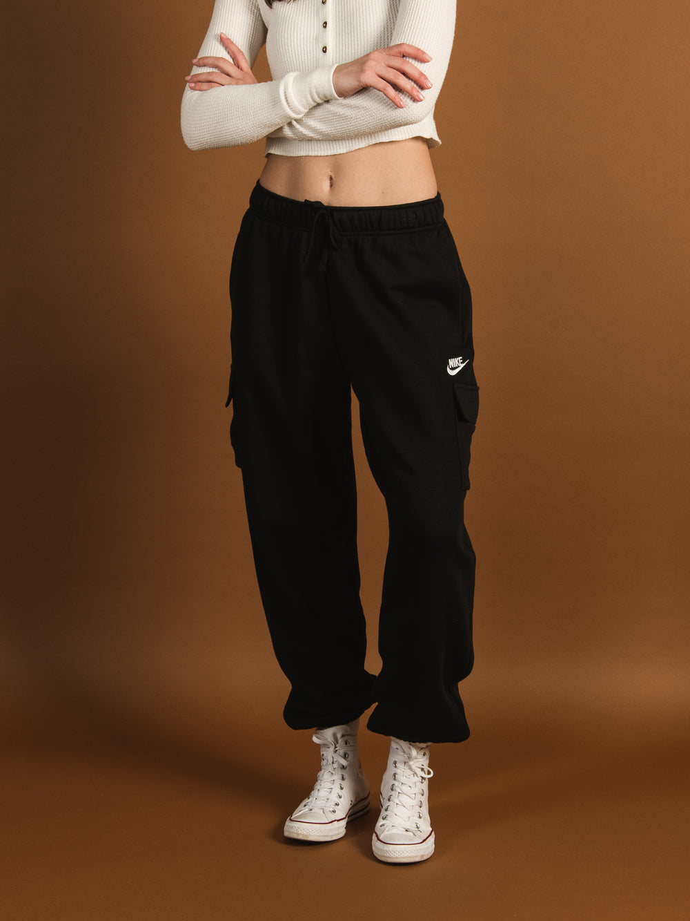 Nike Pantalones Chándal Mujer - Sportswear Club Fleece Cargo - coconut  milk/black DQ5196-113