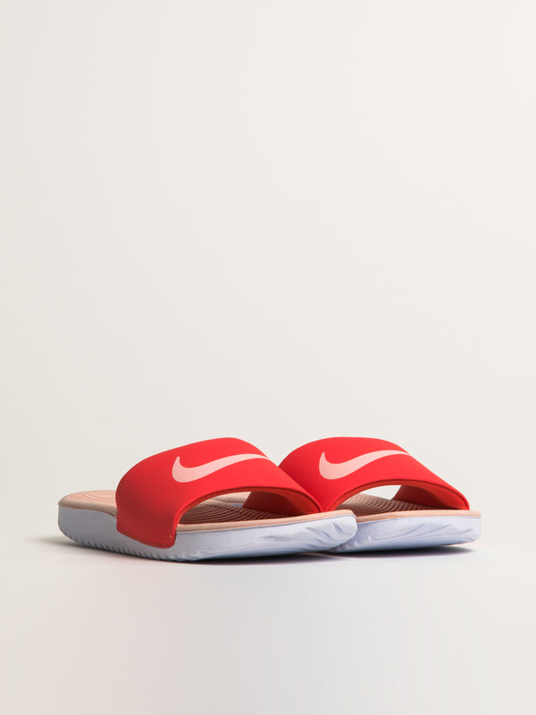 KIDS NIKE KAWA SLIDES - EMBER/WHITE/ECHO PINK