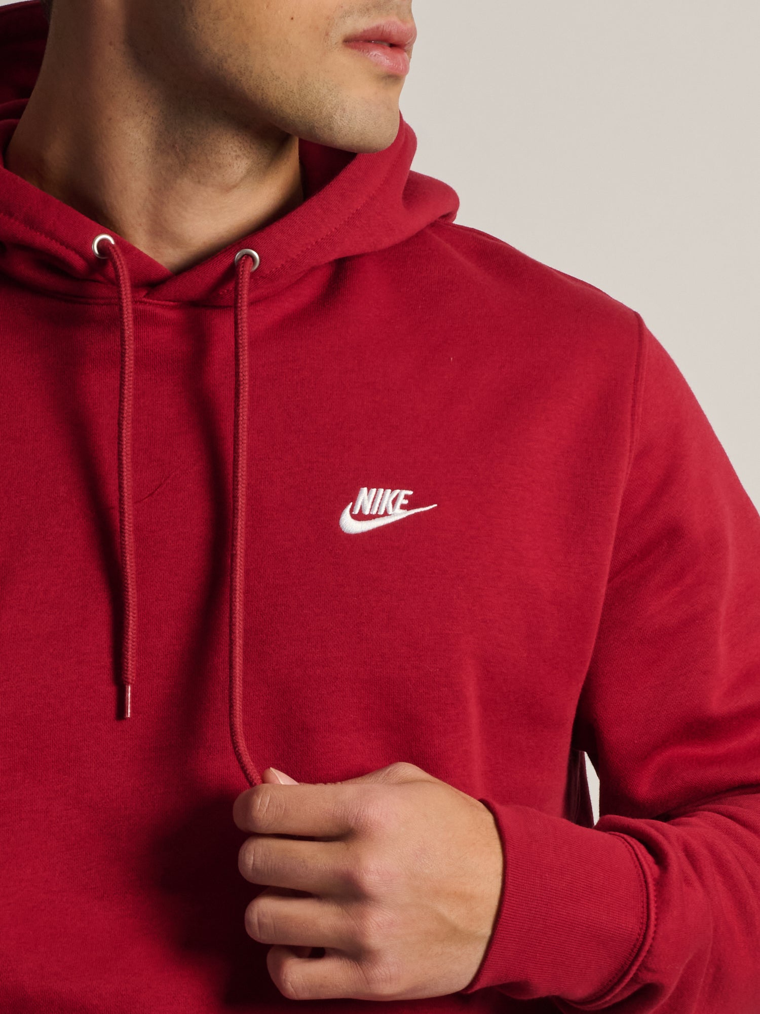 NIKE SPORTSWEAR CLUB PULL OVER HOODIE - CRIMSON
