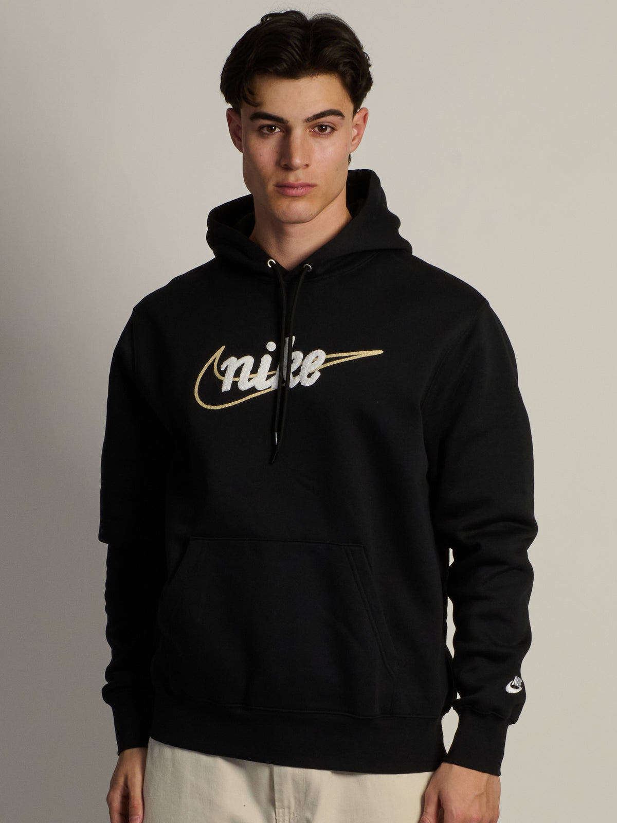 NIKE CLUB CHENILLE PULL OVER HODDIE - BLACK