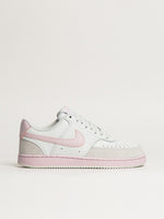 WOMENS NIKE COURT VISION LO SUEDE SNEAKER - WHITE/PINK