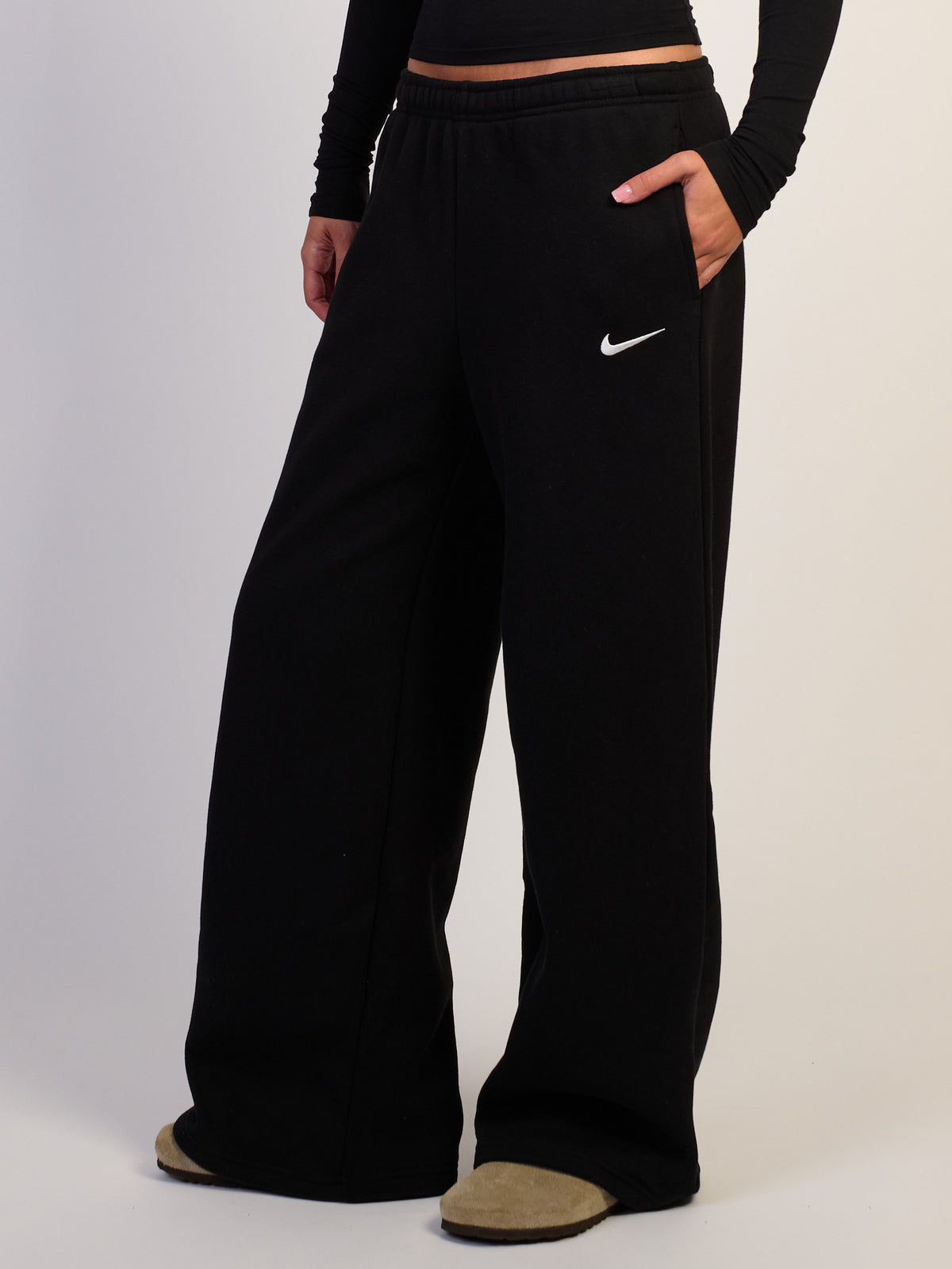 NIKE STUDIO FLEECE WIDE LEG PANTS