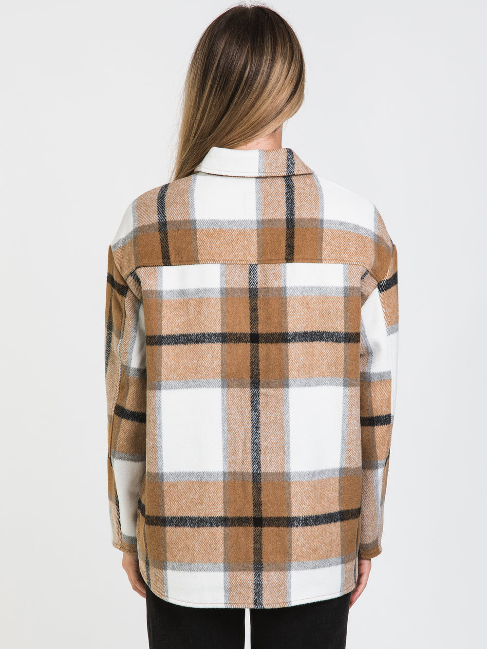 ONLY MACI LONG SLEEVE CHECK SHACKET  - CLEARANCE