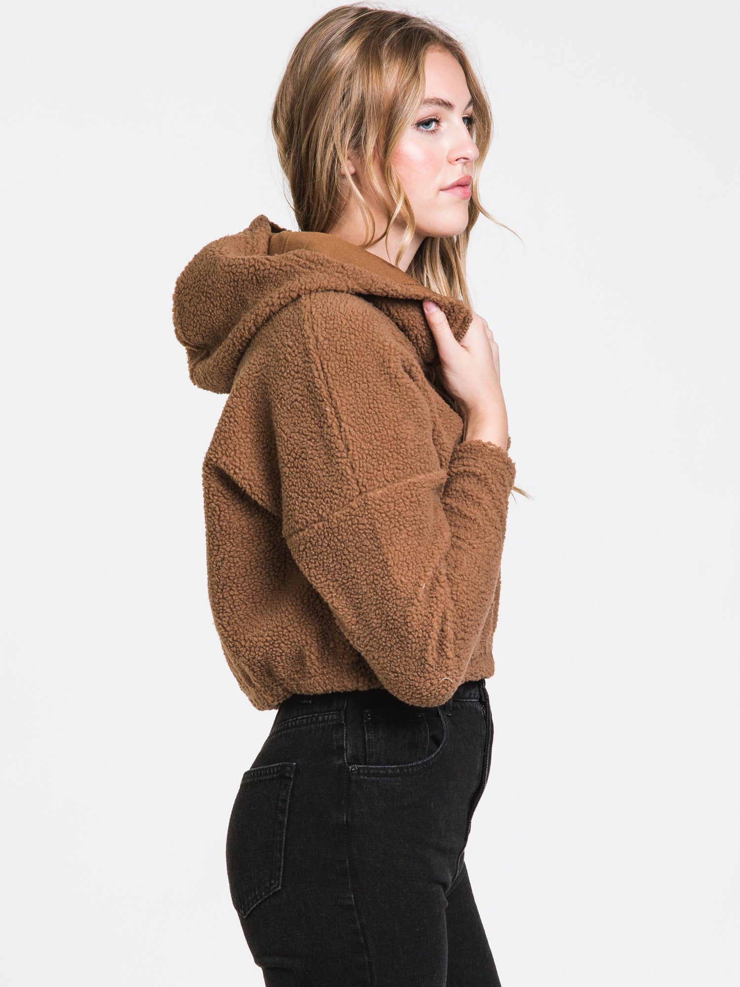 Cropped hot sale teddy hoodie