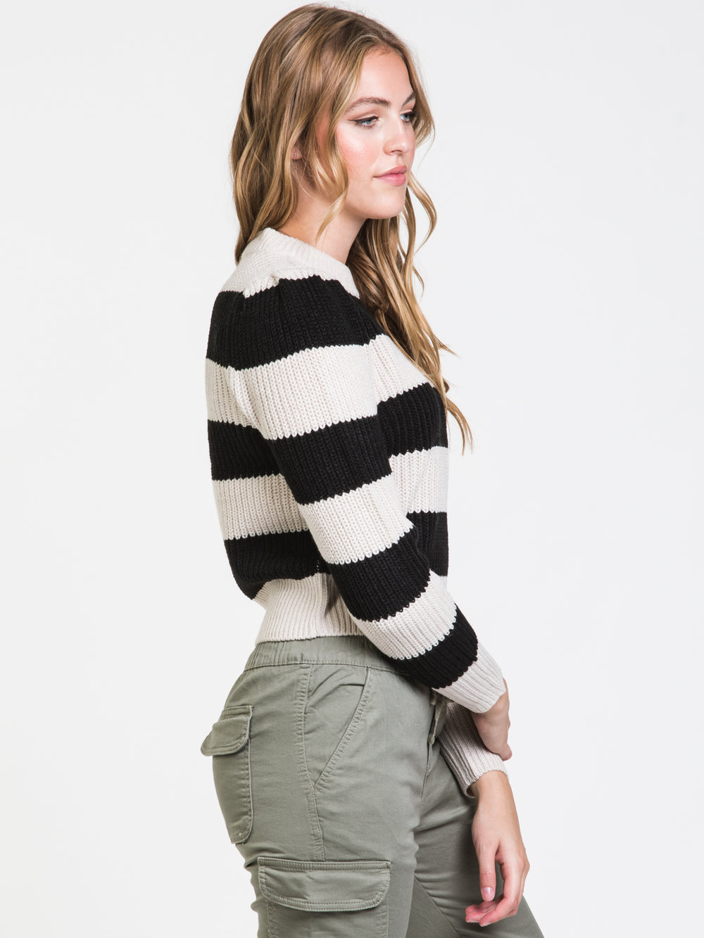 ONLY PUFF STRIPE LONG SLEEVE KNIT - CLEARANCE