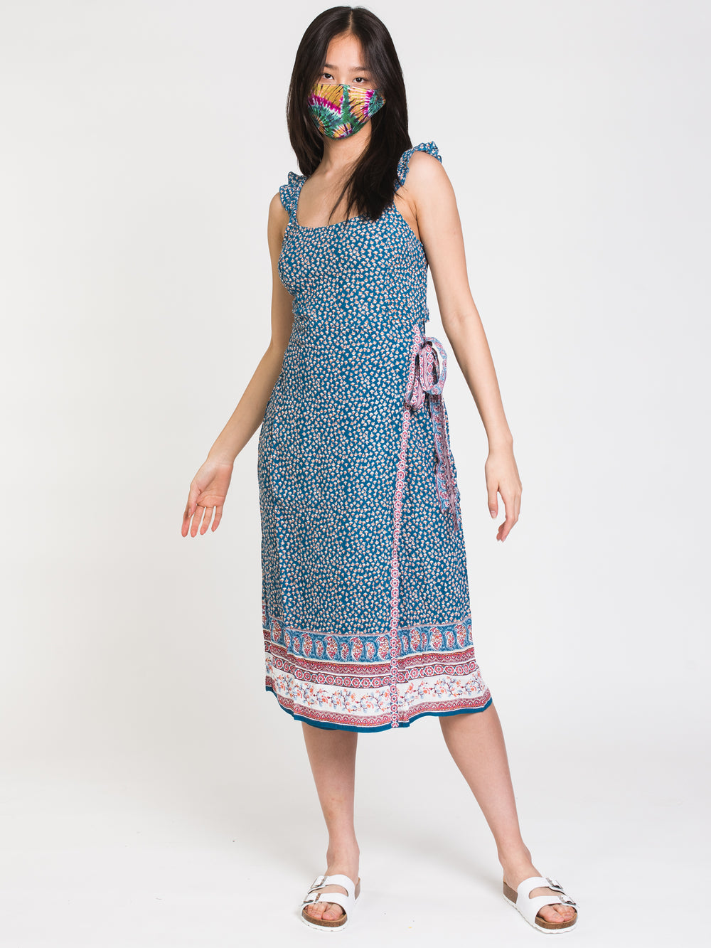 PATRONS OF PEACE MIDI FAUX WRAP DRESS  - CLEARANCE