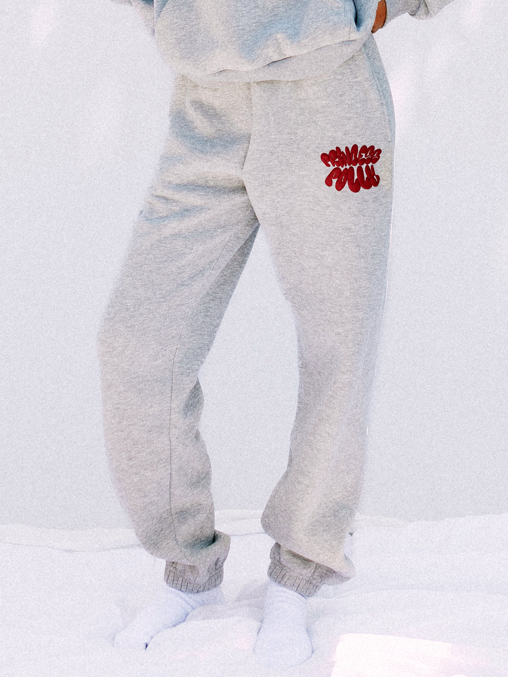 PRINCESS POLLY BUBBLE SWEATPANTS - HEATHER GREY
