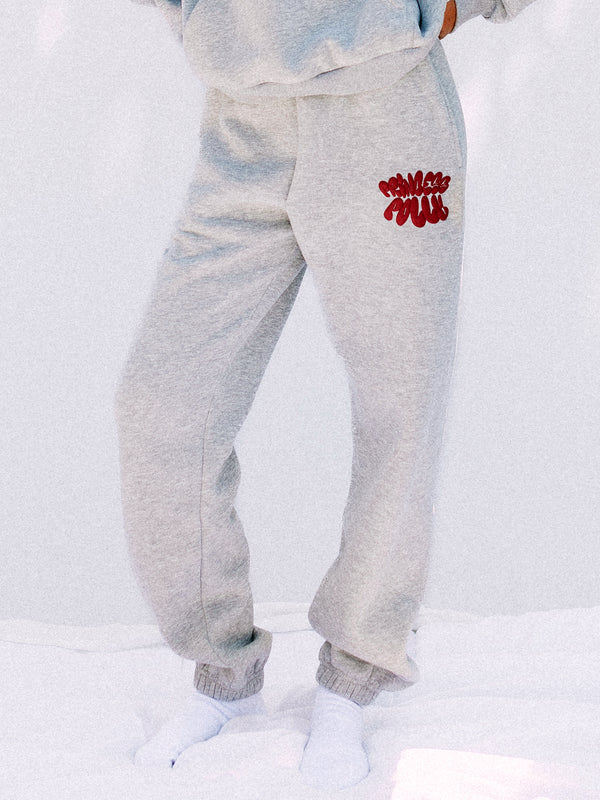 PRINCESS POLLY BUBBLE SWEATPANTS - HEATHER GREY