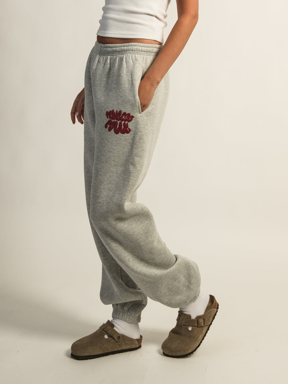 PRINCESS POLLY BUBBLE SWEATPANTS - HEATHER GREY