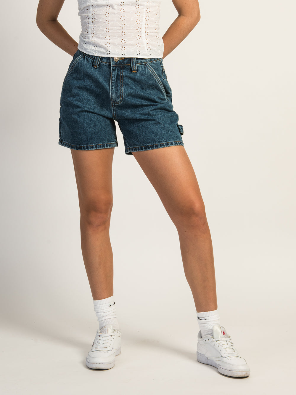 PRINCESS POLLY LOU CARPENTER DENIM SHORTS