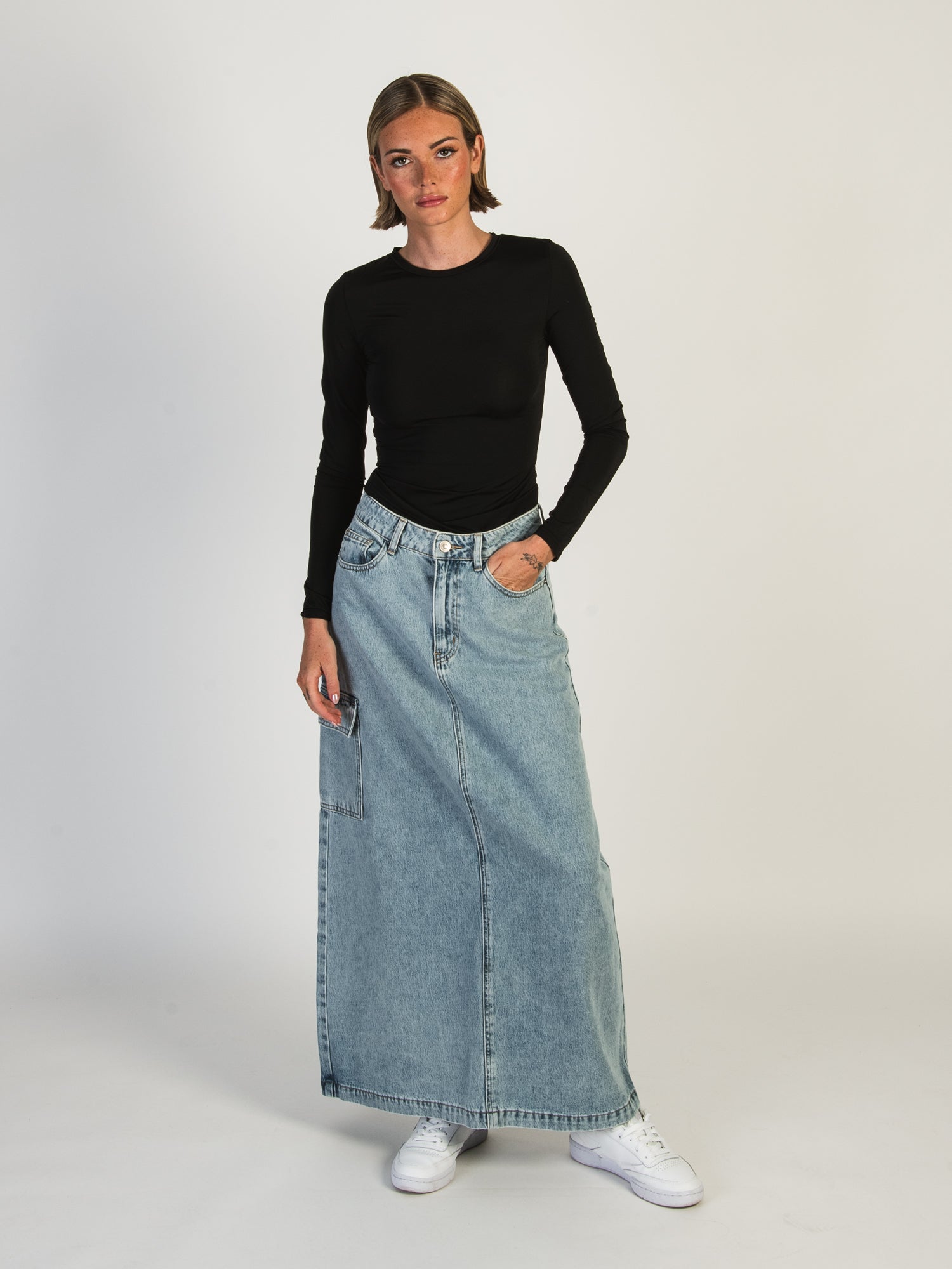 PRINCESS POLLY MCGUANE DENIM MIDI CARGO SKIRT - CLEARANCE