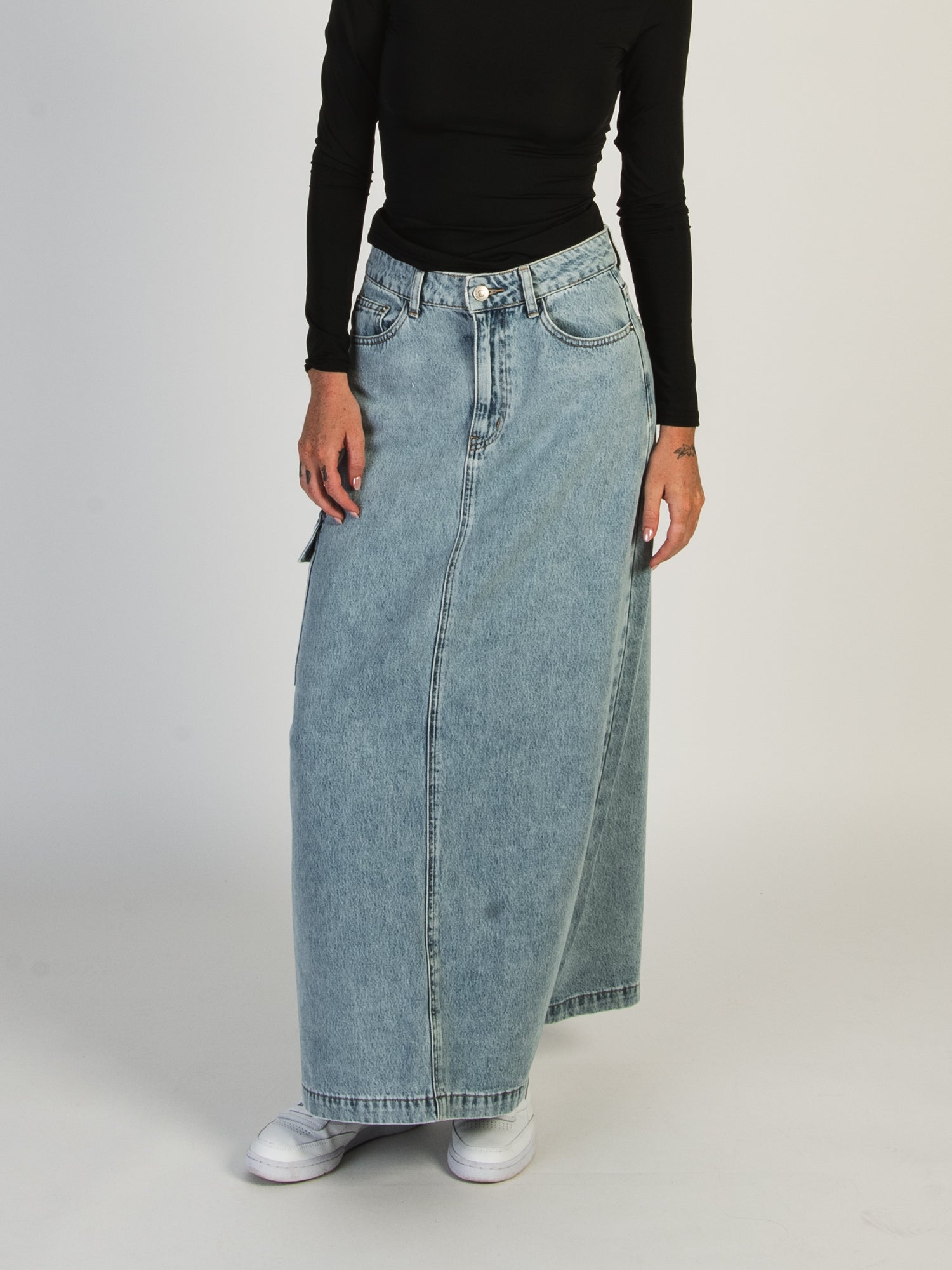 PRINCESS POLLY MCGUANE DENIM MIDI CARGO SKIRT - CLEARANCE