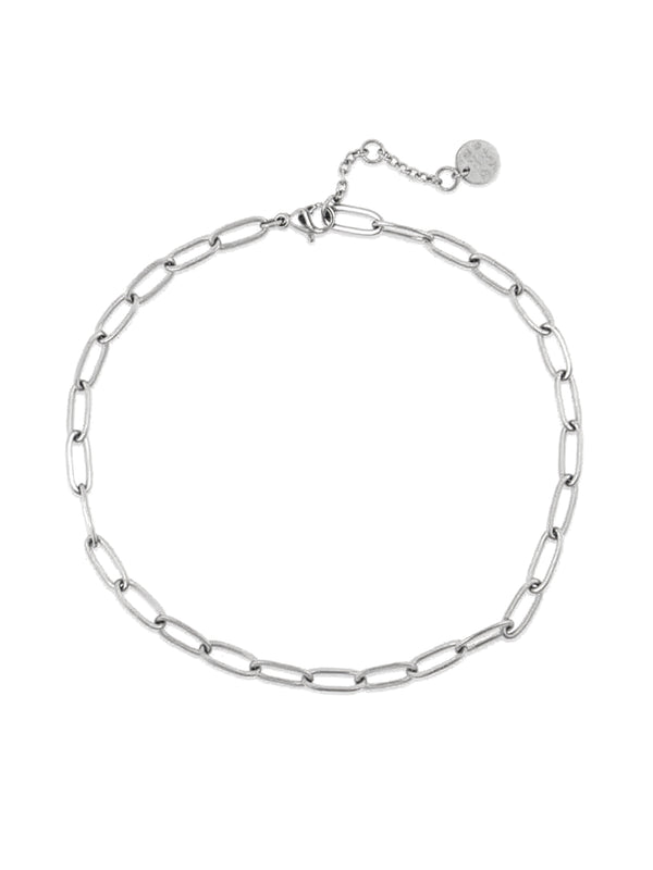 PURA VIDA PAPERCLIP CHAIN ANKLET - SILVER