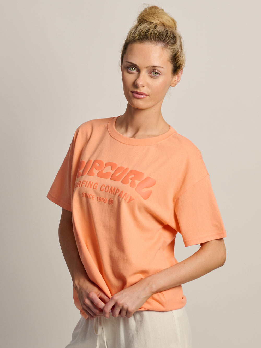 RIP CURL SURF PUFF PARTY PK RELAXED TEE - PAPAYA
