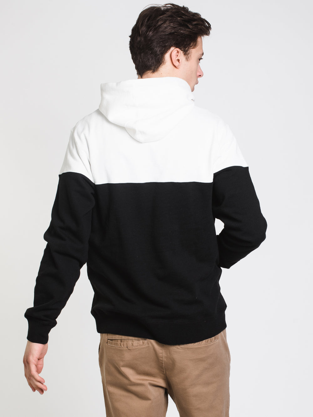 MENS ACE COLOURBLOCK PULLOVER HOODIE - BLK/WHT - CLEARANCE