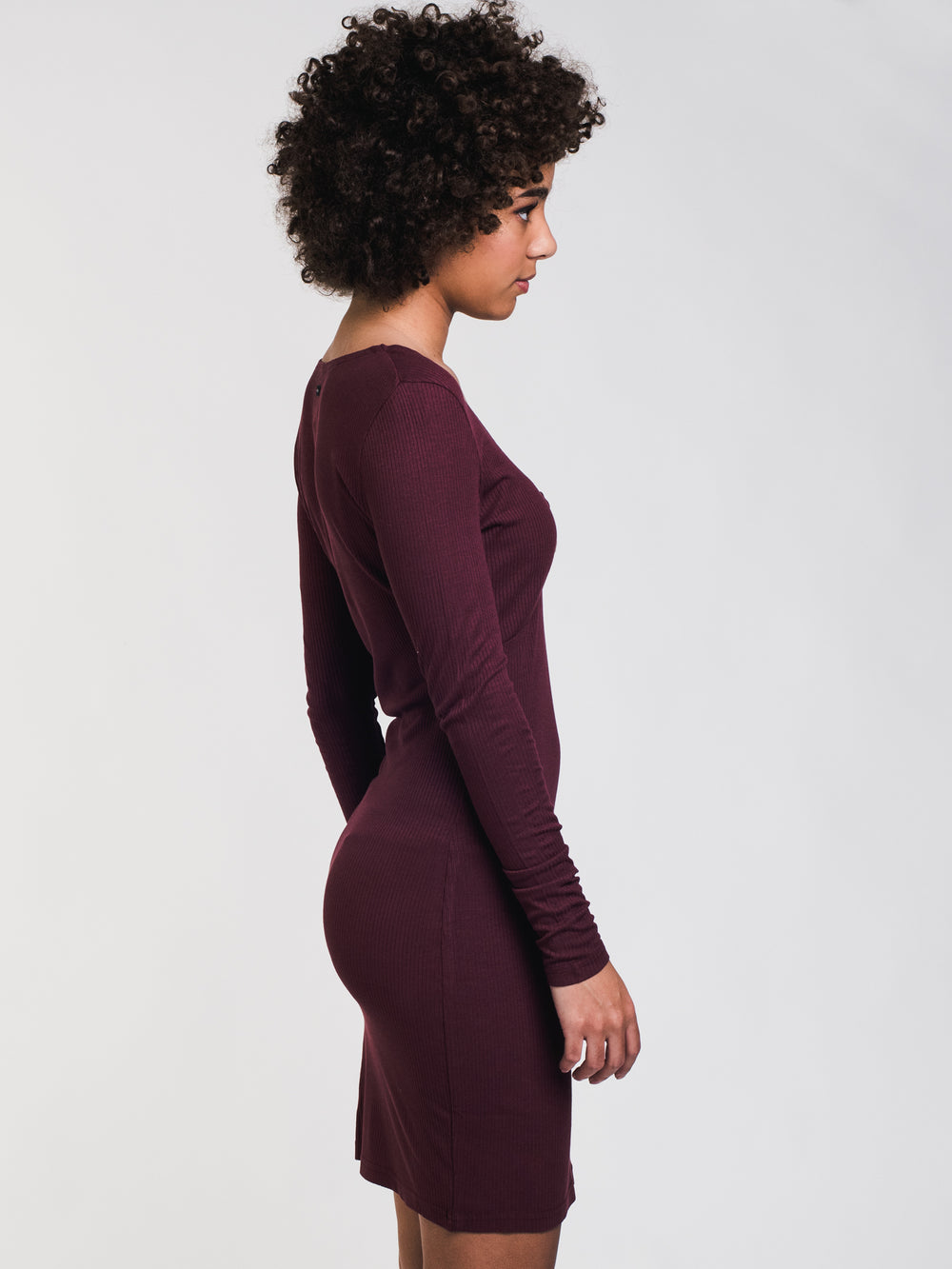 WOMENS KNOT UP DRESS - BURGUNDY - CLEARANCE