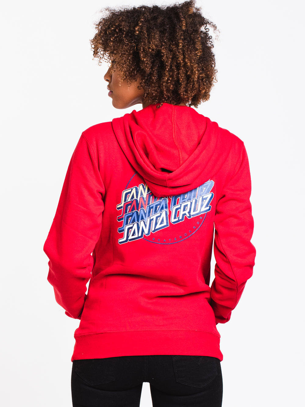 WOMENS MULTI STRIP P/D HOODIE- RED - CLEARANCE