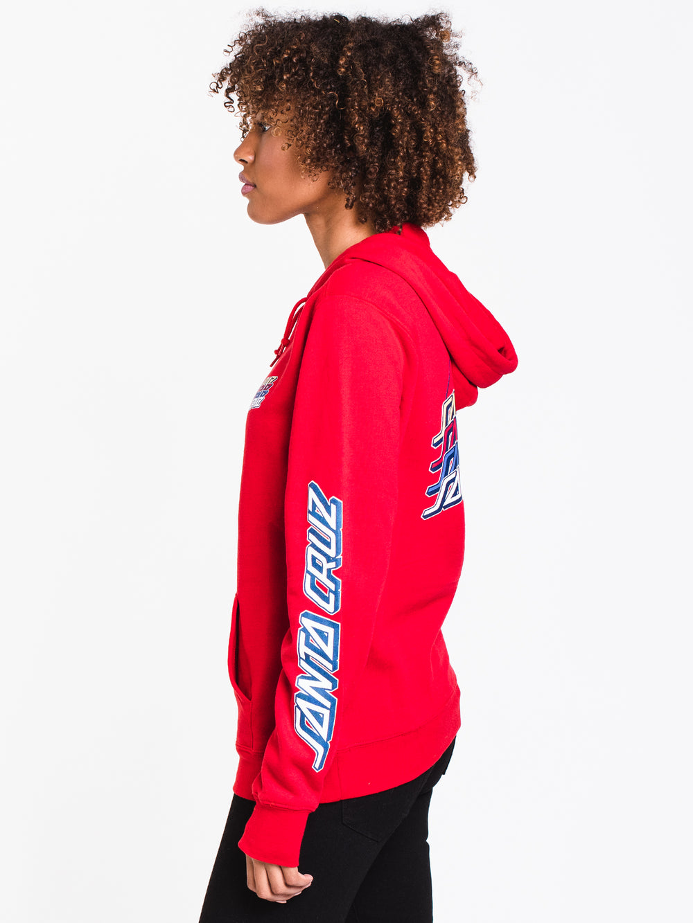 WOMENS MULTI STRIP P/D HOODIE- RED - CLEARANCE
