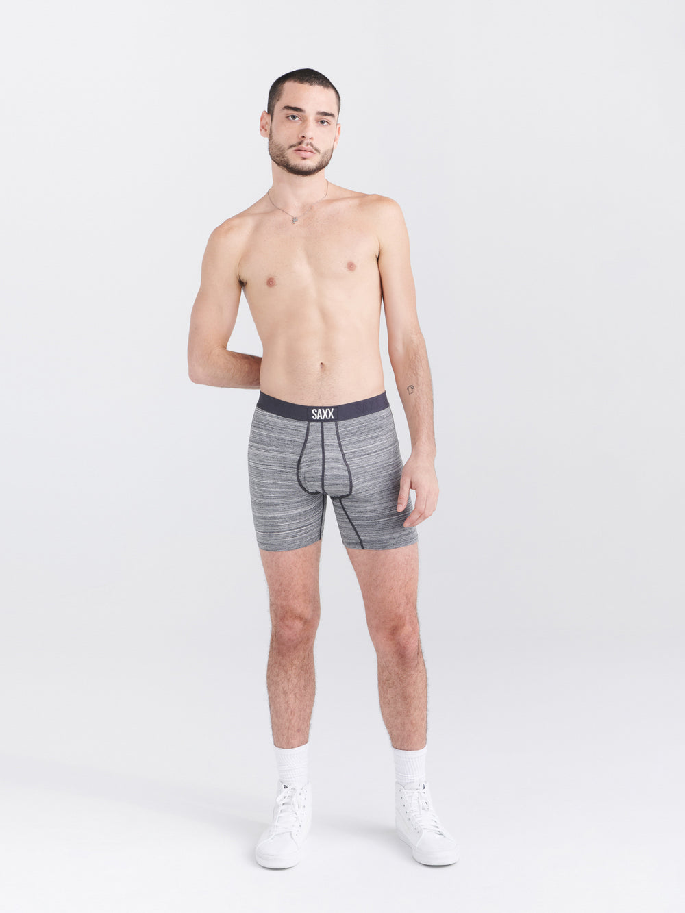 SAXX ULTRA BOXER BRIEF SPACE DYED HEATHER GREY