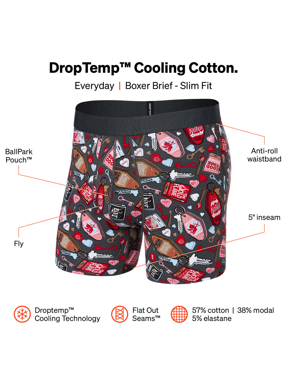 Saxx Men's Droptemp Cooling Boxer Fly Brief, Pack of 2