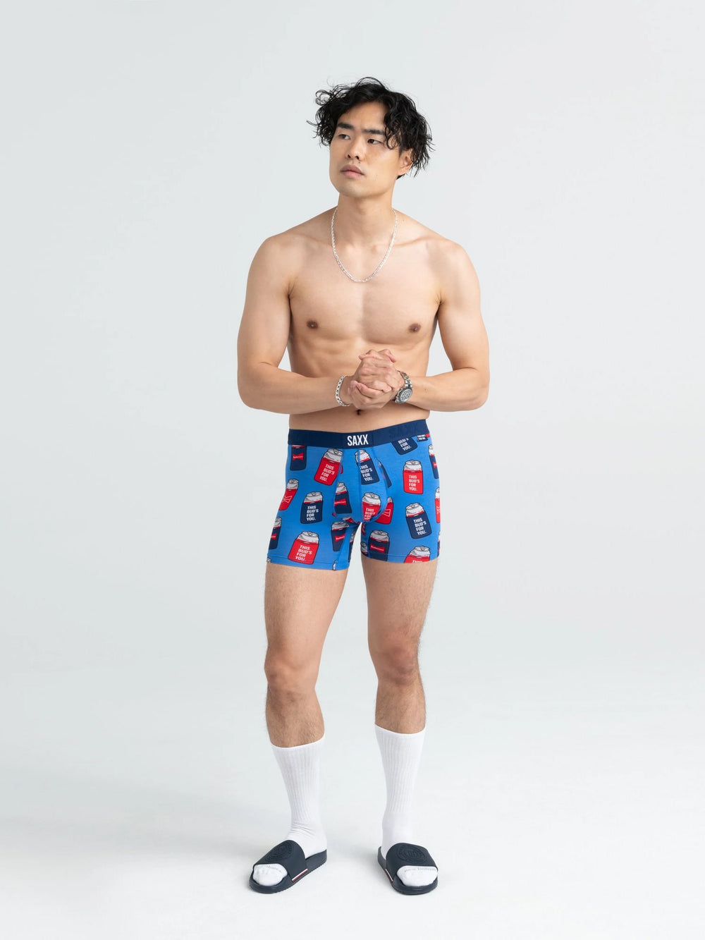 SAXX VIBE BOXER BRIEF BLUE BUD KOOZIES - CLEARANCE