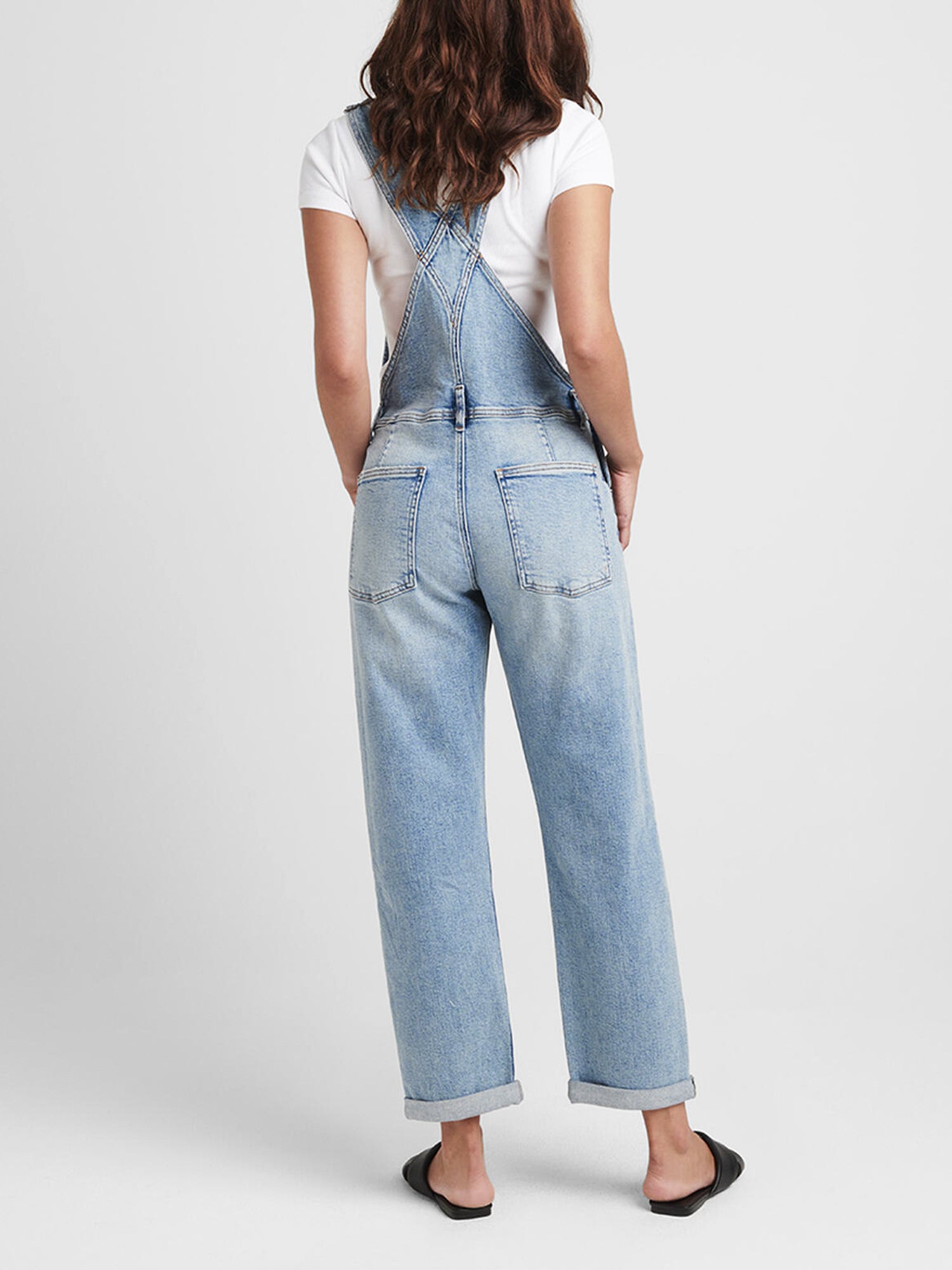 Straight leg denim sales overalls