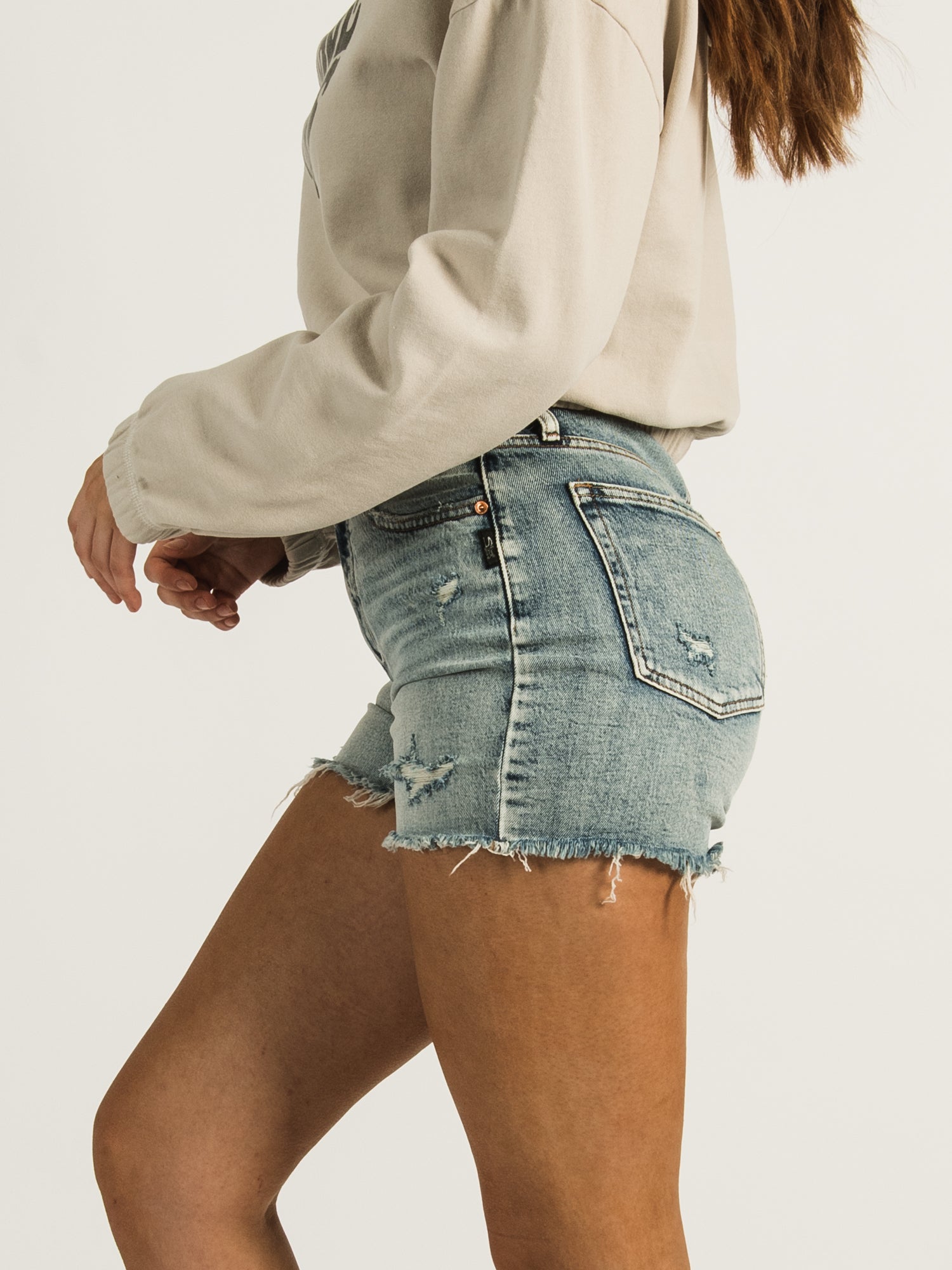 Womens silver jean store shorts