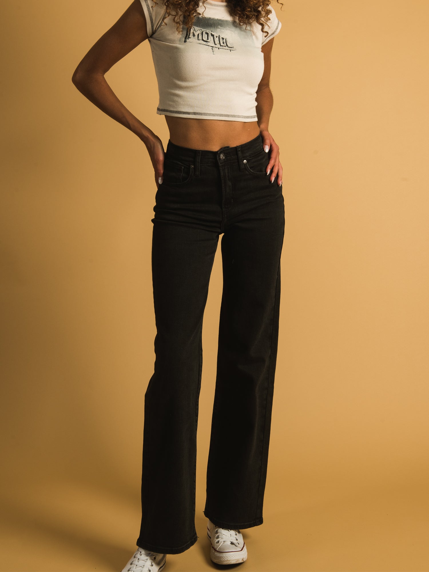 Levi's Ribcage Wide-Leg Jeans in Black Book