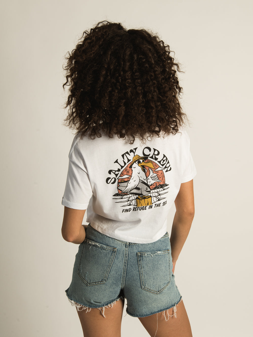 SALTY CREW GONE FISHIN CROP T-SHIRT