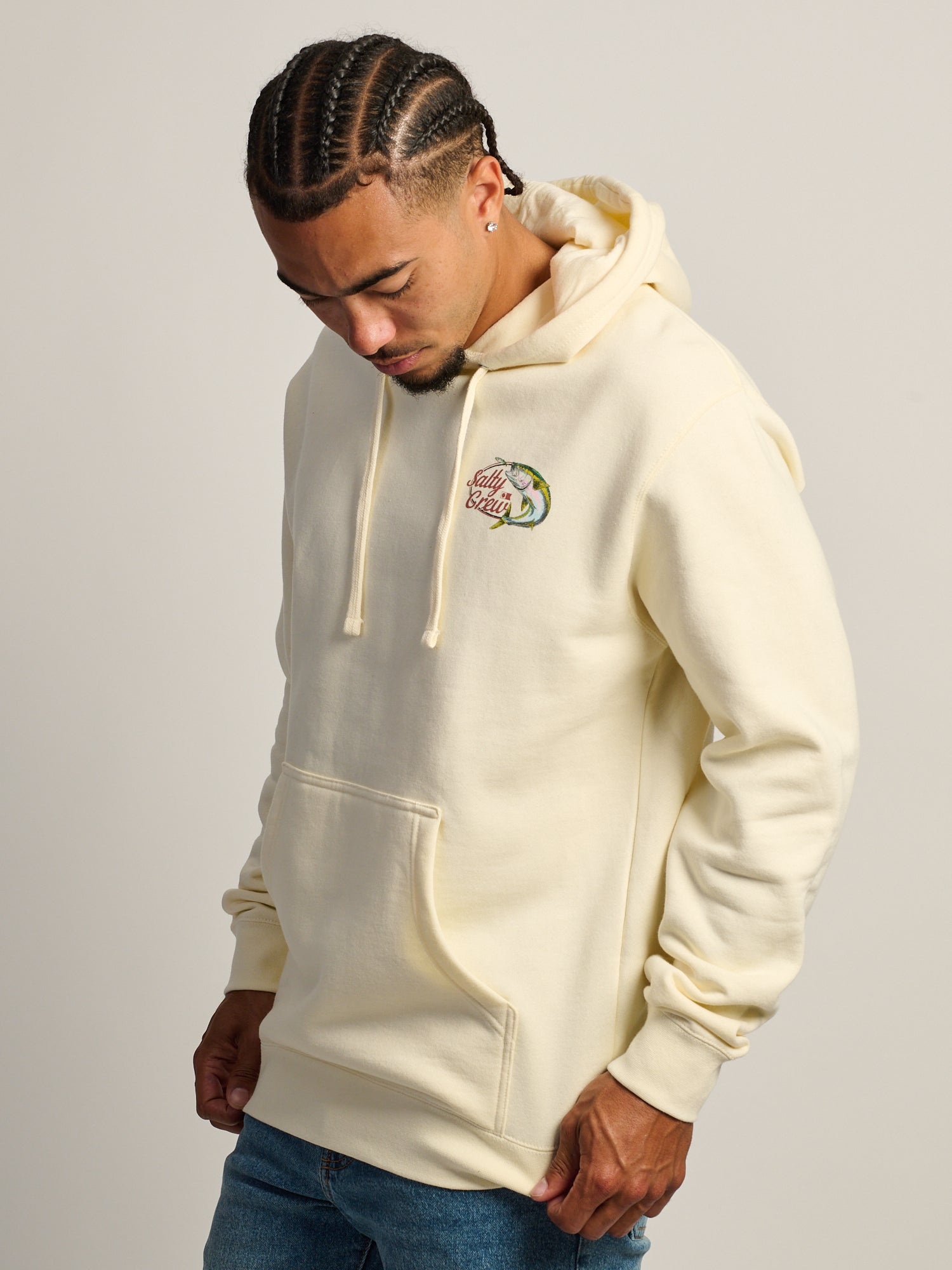 SALTY CREW YELLOW TAILED PULL OVER HOODIE - BONE