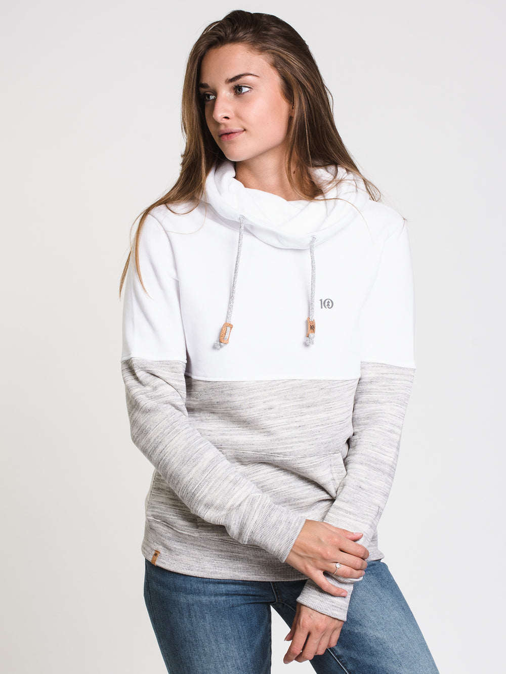 TENTREE BLOCKED BANSHEE CORK PATCH HOODIE-G/W - CLEARANCE