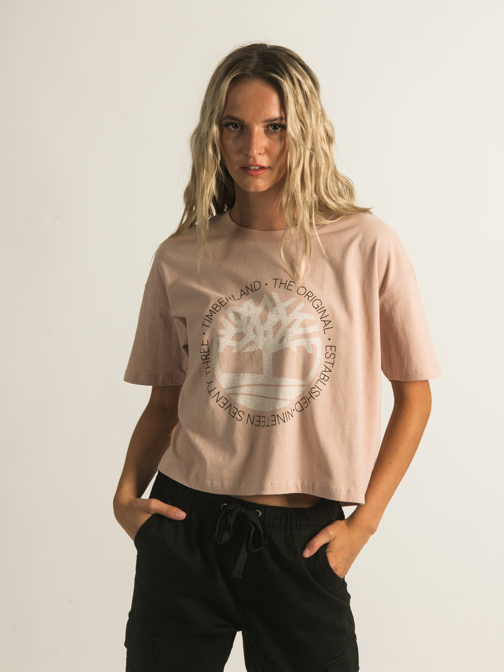 TIMBERLAND CROPPED LOGO T-SHIRT - CLEARANCE