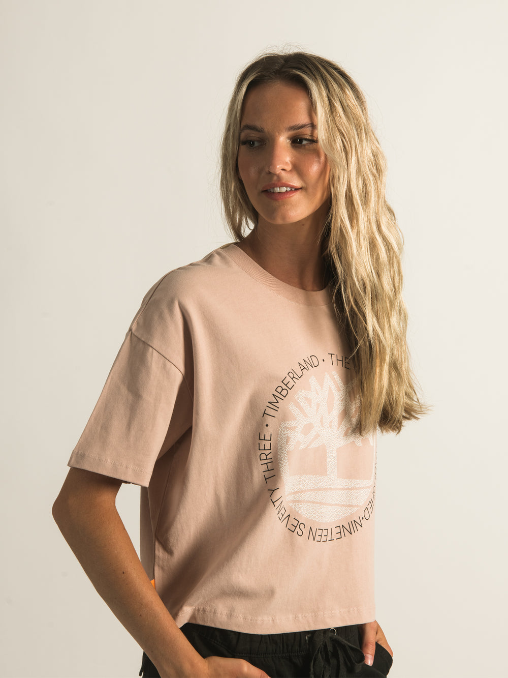 TIMBERLAND CROPPED LOGO T-SHIRT - CLEARANCE