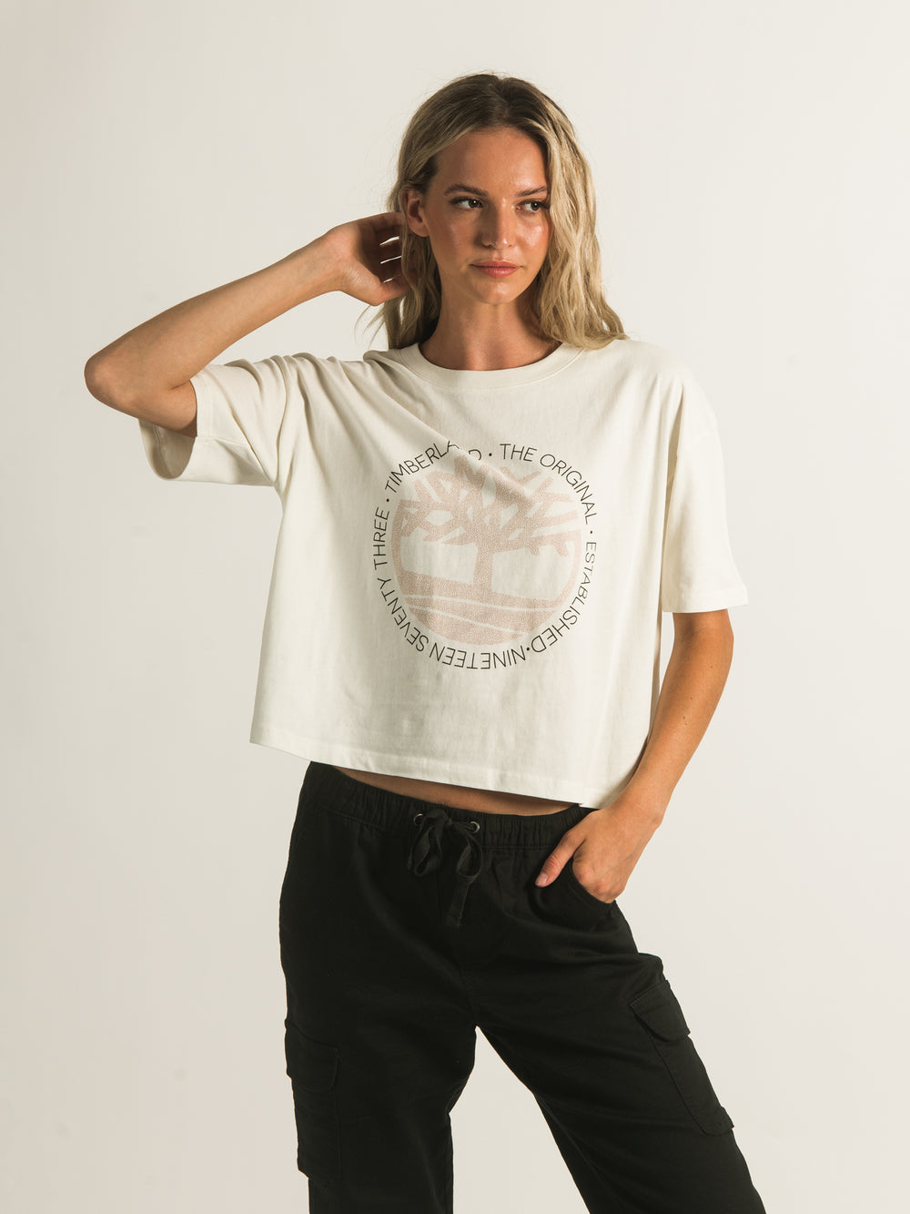 TIMBERLAND CROPPED LOGO T-SHIRT - CLEARANCE