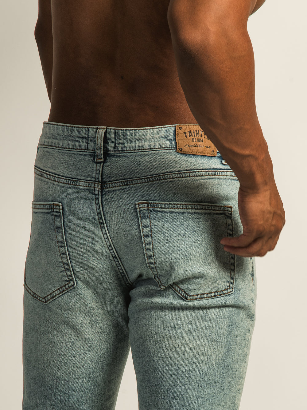 TAINTED ATHLETIC FIT DENIM - LIGHT WASH DENIM
