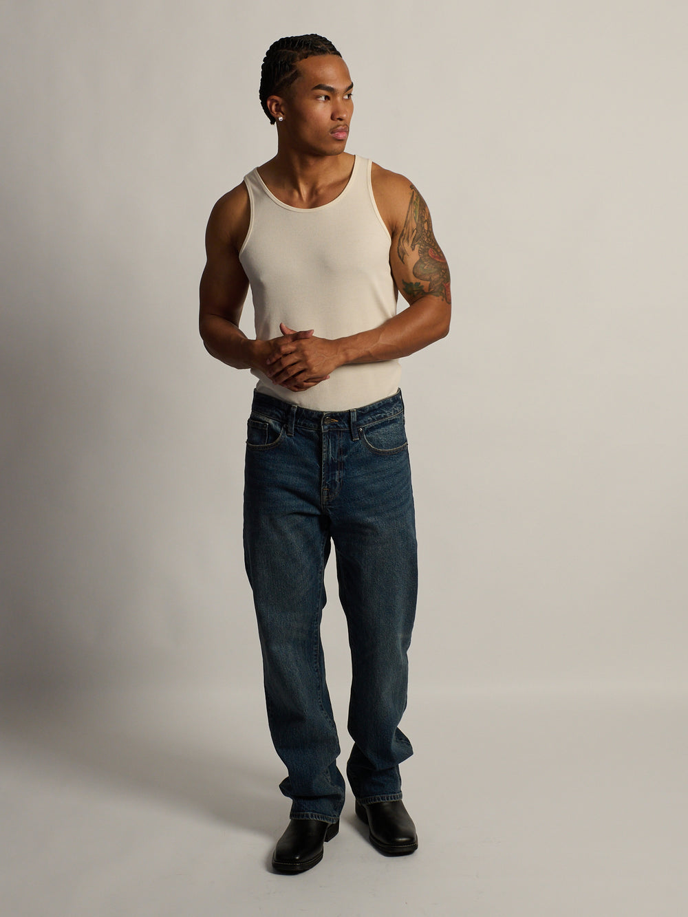 JEAN BOOT CUT TACHÉ - DÉLAVAGE FONCÉ