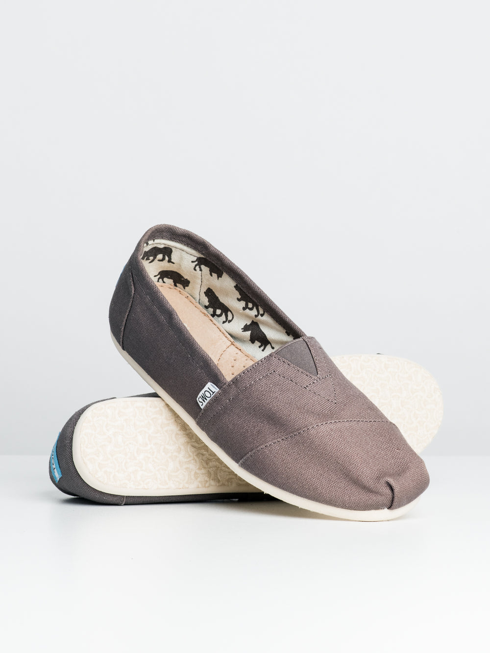 MENS TOMS CLASSICS GREY CANVAS SLIP-ONS - CLEARANCE