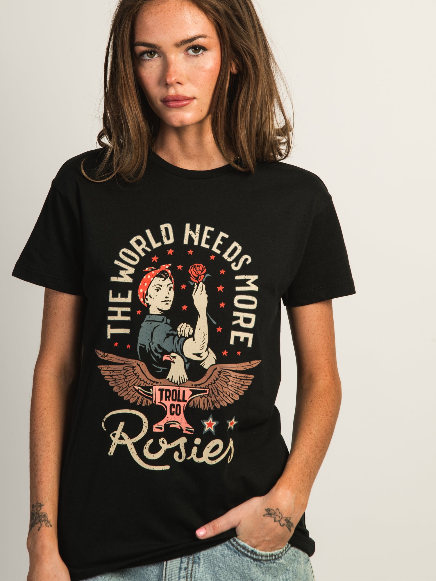 rosie グラフィックTシャツ 黒 Women's Rosie T-Shirt | Troll Co.
