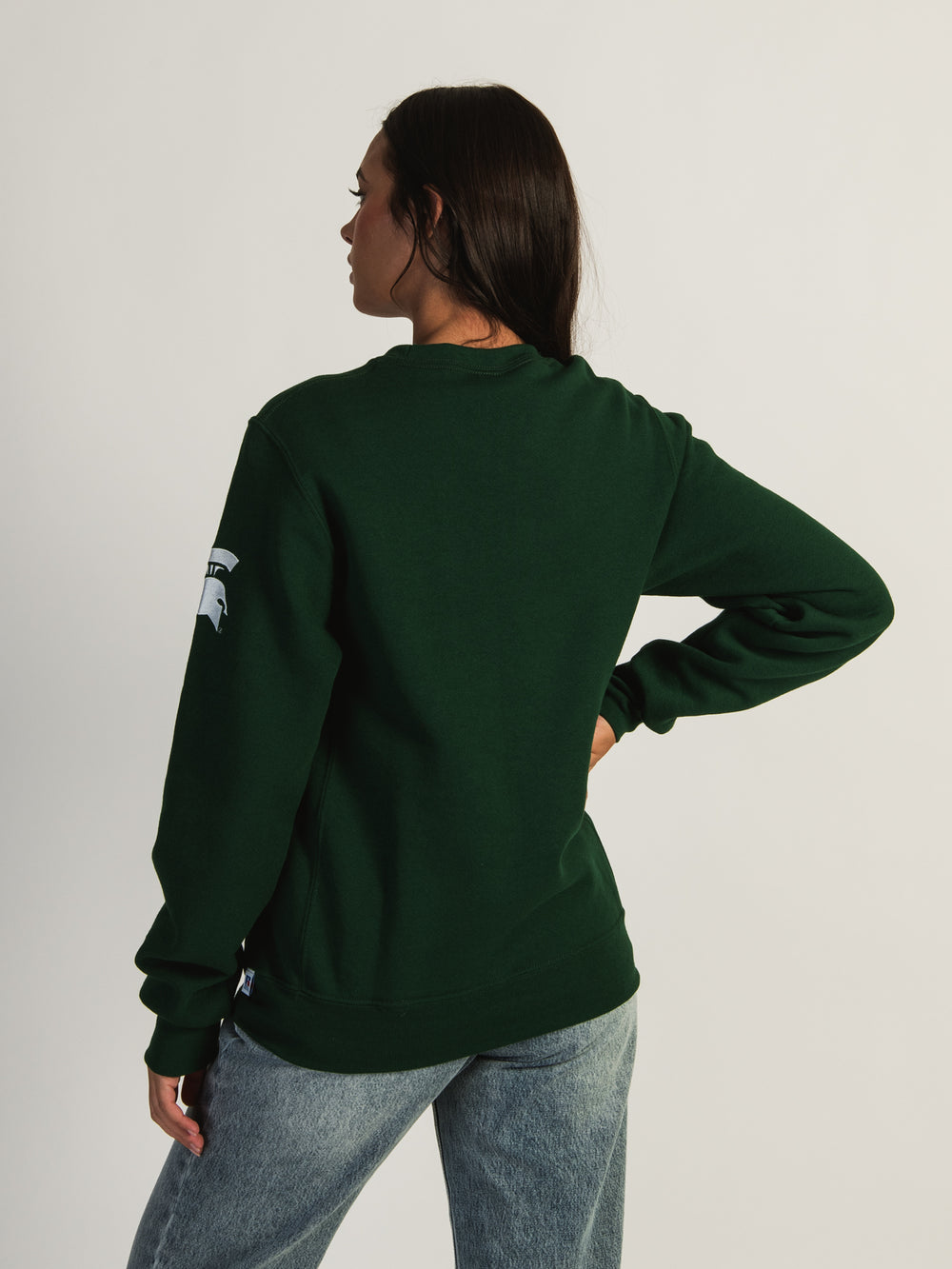 RUSSELL MICHIGAN STATE SLEEVE EMBROIDERED CREW