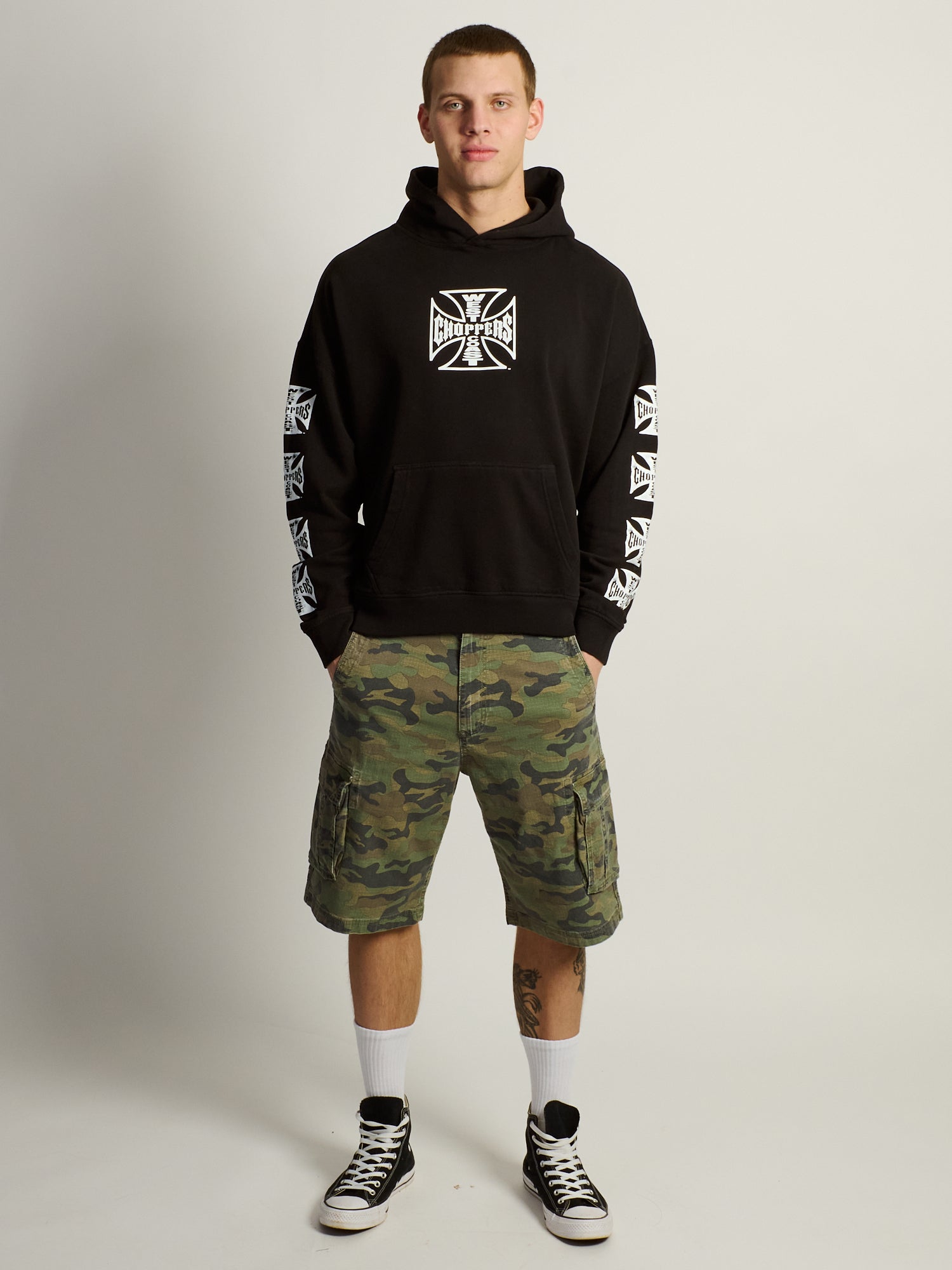 WEST COAST CROSS RELAXED PULL OVER HOODIE