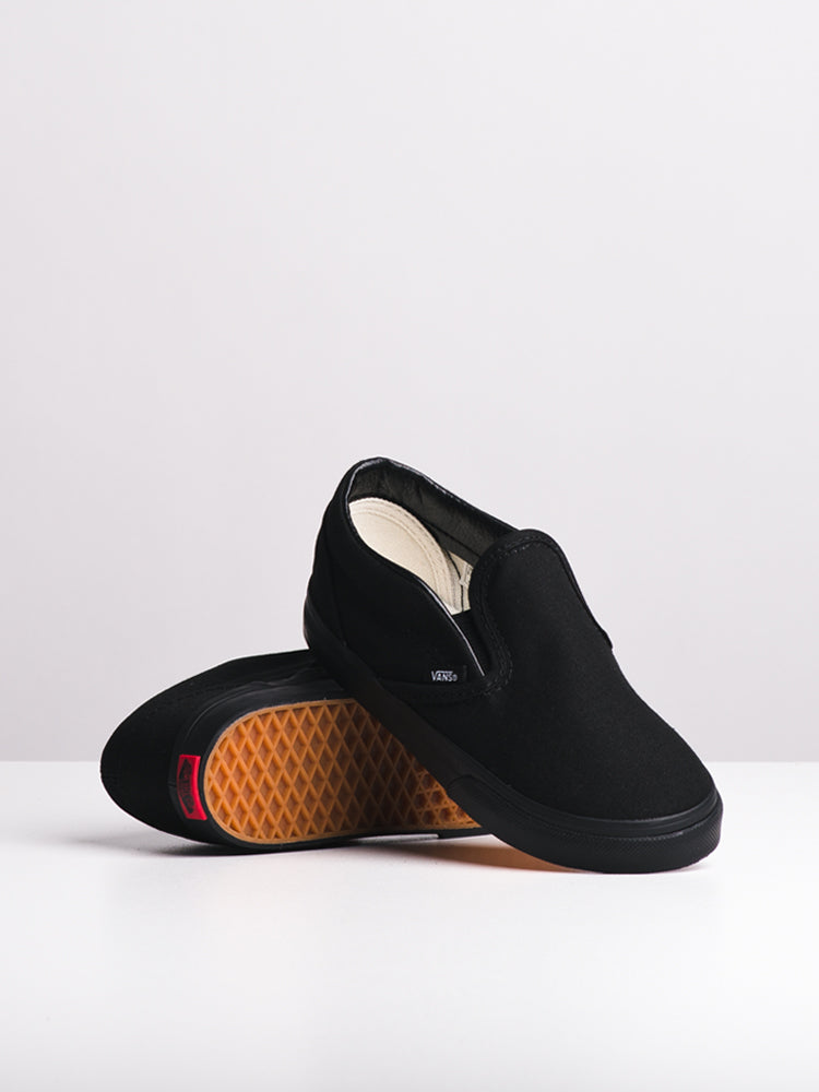 Black on black vans slip ons best sale